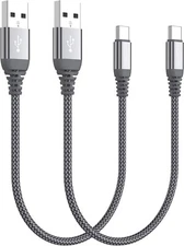 Short USB C Cable(0.5ft 2-Pack),USB Type C Charger Nylon Braided Fast Charging
