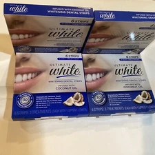 4 Packs Ultimate White Whitening Dental Strips Infused With Coconut Oil 6 Strips