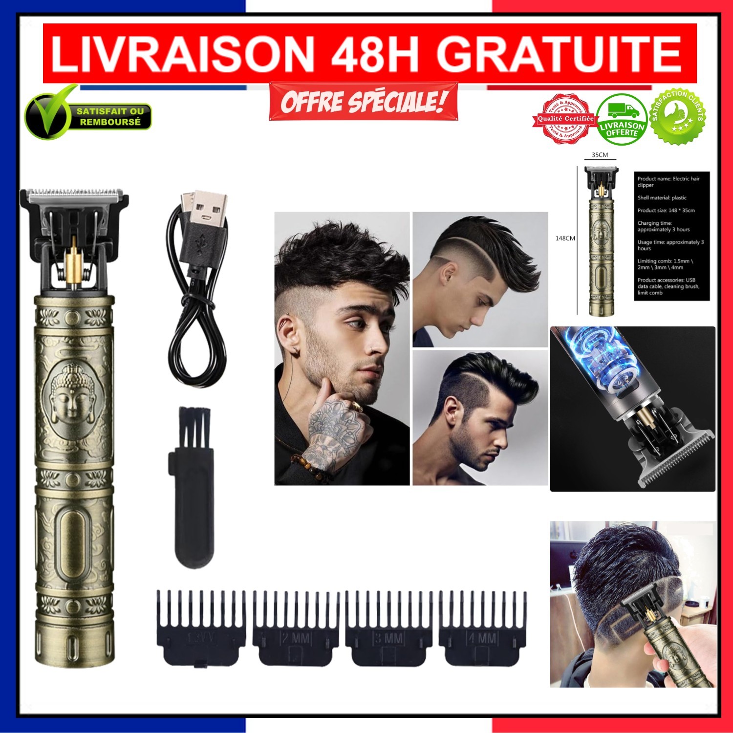 Tondeuse cheveux sans fil pour votre routine matinale rapide et impeccable