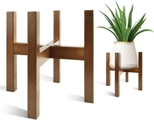 Adjustable Natural Bamboo Plant Stand for 8-12 Inch Pots, Mid Century Style