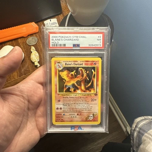 2000 POKEMON GYM CHALLENGE HOLO #2 BLAINE'S CHARIZARD PSA 7