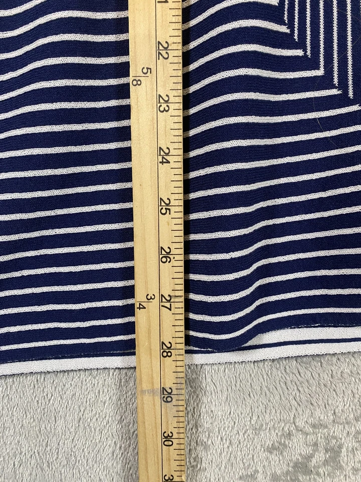 Suéter Chicos Mujer 2 Grande Azul Blanco Geométrico Rayas Tejido Pullover Top Foto 3 de 4