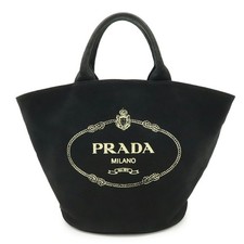 Prada Canapa Canvas Leather Tote Bag