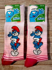 Smurfs Papa Smurf Socks Adult US Shoe Size 7-12 Cartoon 2 Pair