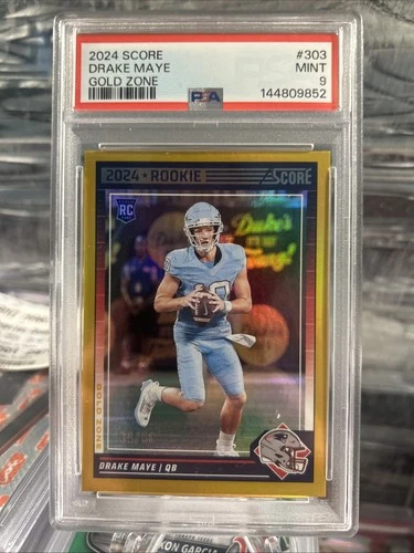 2024 Panini Score Drake Maye Rookie NUMBERED /50 Gold Zone GRADED  PSA 9 🔥🔥