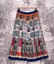 G Label By Goop Skirt 6 Womens Patchwork Cat Pleated Midi