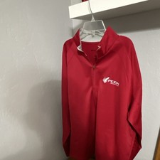 Sport-Tek Men's Red 1/4 Zip Activewear Top Long Sleeve Logo Zipper Accent
