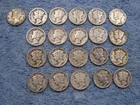 21 SILVER MERCURY DIMES WITH DATES lot 731