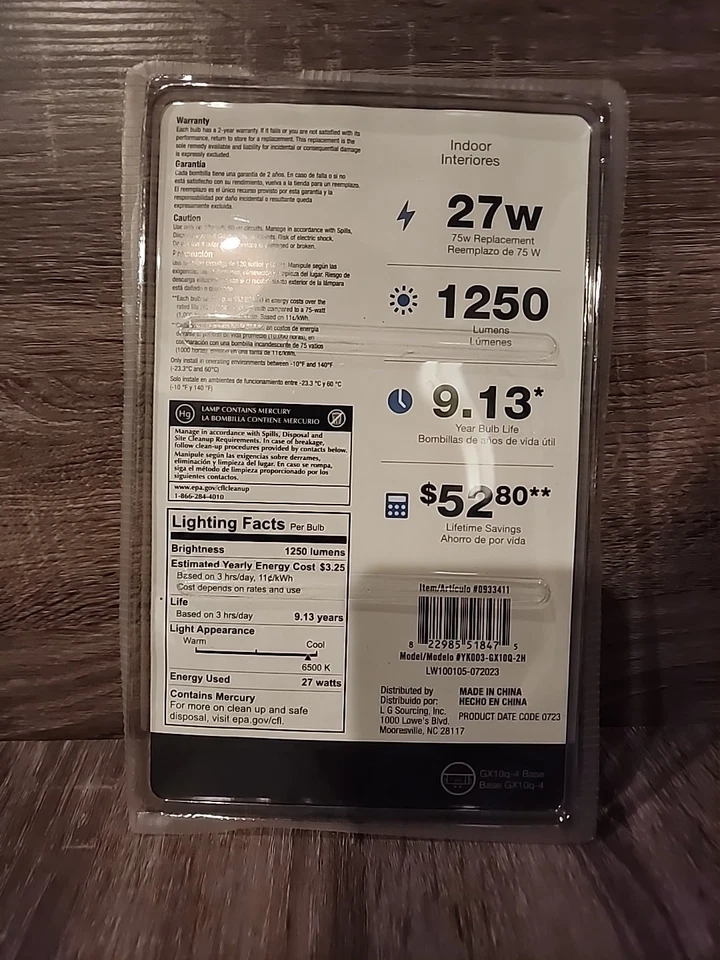 UTILITECH 27W 75W Daylight 4 Pin/Prong 1250 Lumens CFL Bulb 0933411 NEW & SEALED - Image 3 of 3