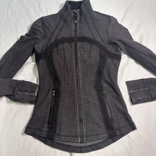 Lululemon Woman  s Define Herringbone Jacket Full Zip Heather Grey  Black Size 4