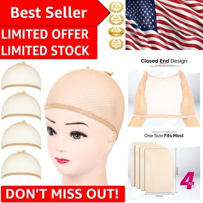 4PCS Washable Mesh Wig Caps - Comfortable & Versatile for Cosplay & Parties