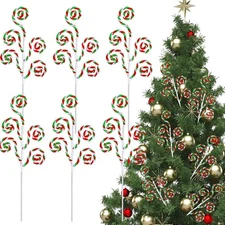 Gerrii 6 Pcs 16" Candy Cane Xmas Tree Pick Peppermint Ornament