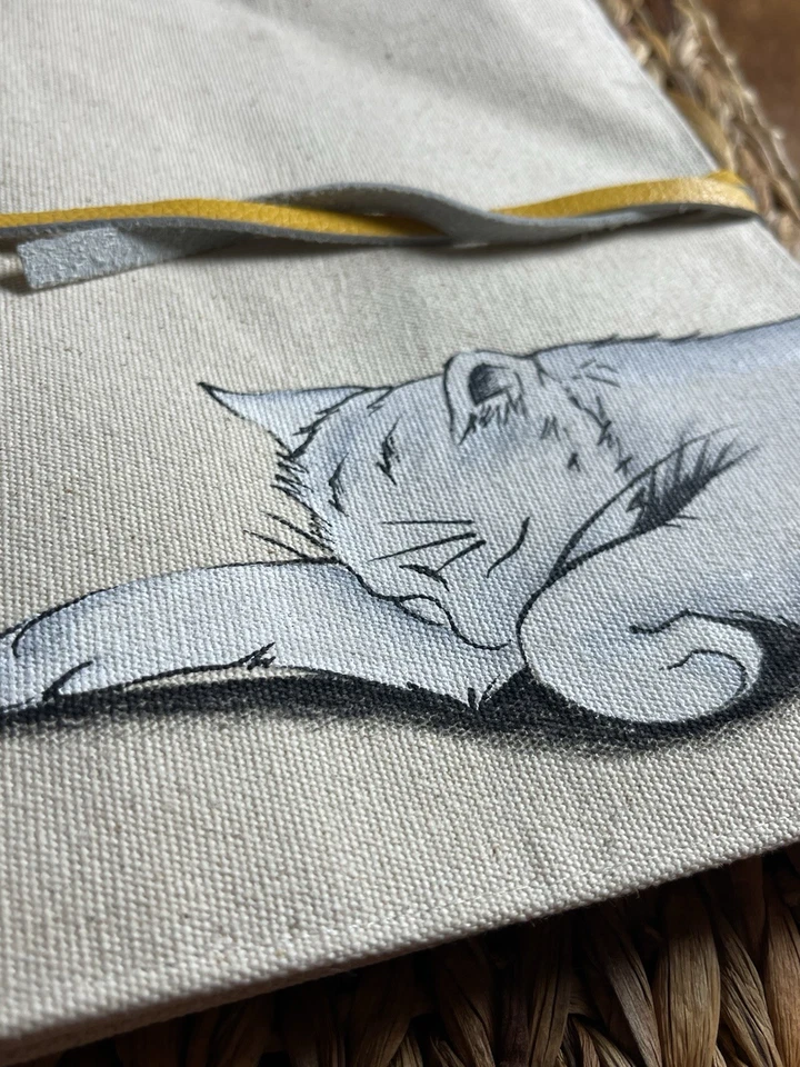Coldwater Creek Sleeping Cat iPad Sleeve With Leather Wrap Around-New - Image 3 of 4