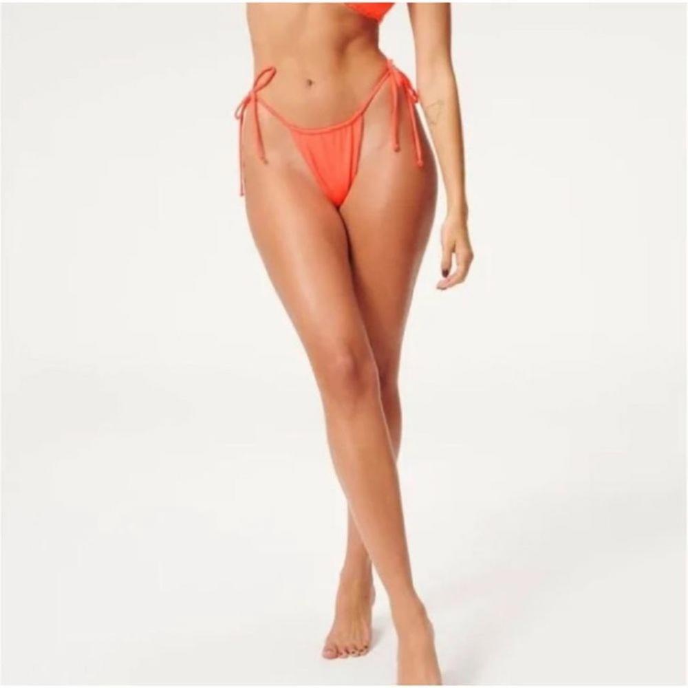 Good American Women's Tiny Ties Bikini Bottom Medium Hot Coral Adjustable NEW
