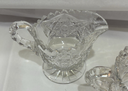 McKee? American Brilliant Cut Crystal Glass Creamer & Sugar Serveware Set. MCM - Picture 8 of 21