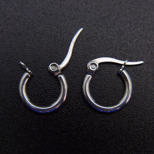 18k White Gold Silver plated huggie hoop 10mm small sleeper earrings AUS MADE - Picture 2 of 2