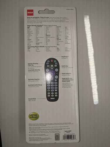 RCA RCR414BHE 4 Device Universal Remote Control Streaming Backlit, New! - Picture 2 of 2
