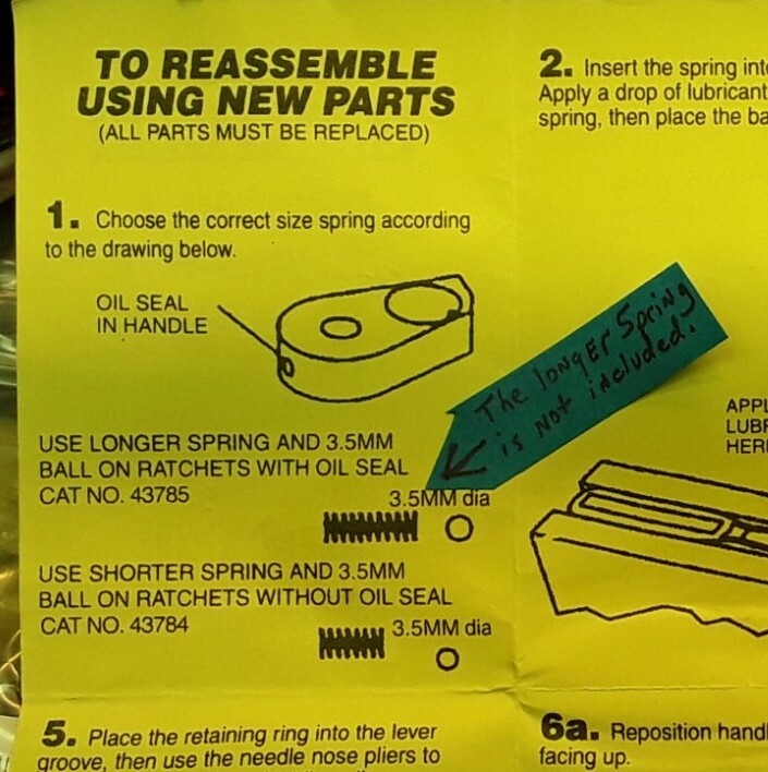 Craftsman Repair Rebuild Kit 3/8” Drive kit 43437 for 43784 & 43785