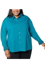 Attitudes by Renee Women's ButtonFrontShirt w/Pleated Cuffs Ocean Calm