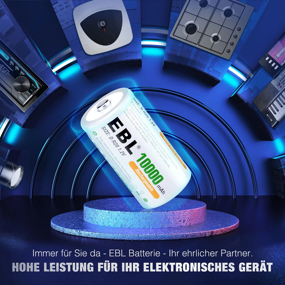 EBL NiMH 5000mAh Baby C AKKU NiMH Wiederaufladbare Batterien Größe 1,2 V Akku - Bild 3 von 4