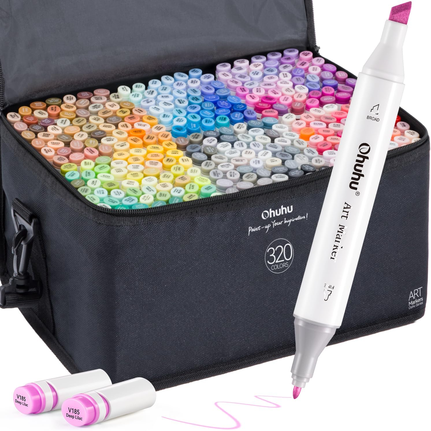 Markers 320 Colors - Chisel & Fine Double Tipped Art Markers for Artists Adults-image