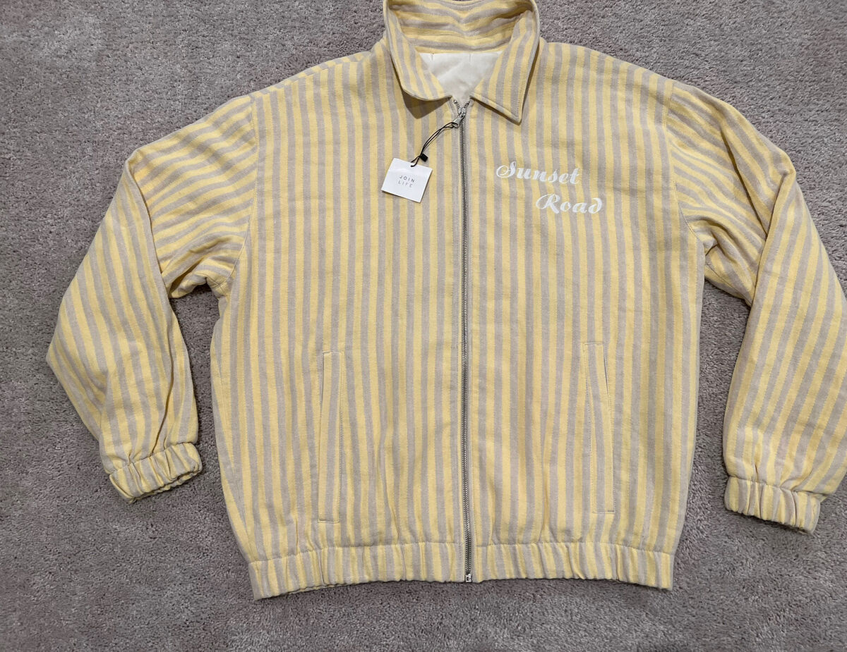 Zara Men's Sunset Road Full Zip Striped Woven Jacket Yellow Zara Men's Sunset Road Full Zip Striped Woven Jacket Yellow