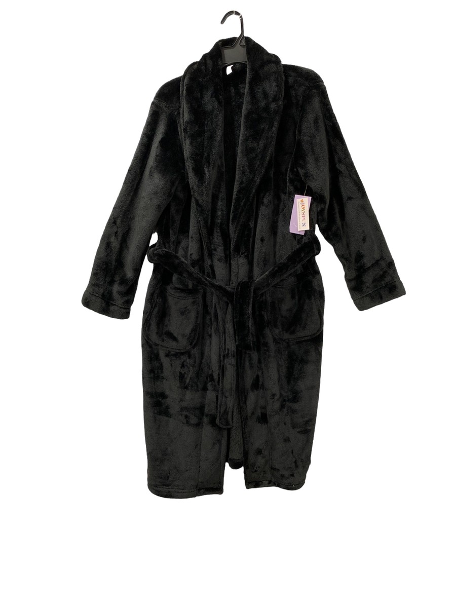 Joyspun Plush Robe Bathrobe Women's M, 3X Black Midi House Coat Minky  Pockets | eBay