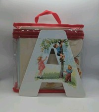 Retro Dick Jane Alphabet A-Z Shaped Letter Recognition Cardboard Books w/Bag