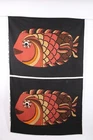 VINTAGE 1977 DOMUS CHIAKI/ANN SHIMOJI 2 PANEL MID-CENTURY FISH FABRIC WALL ART