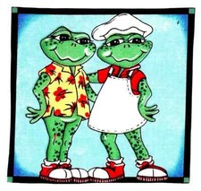 chef grill frog fabric applique iron on duo n...