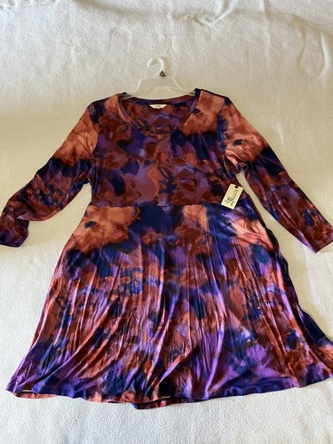Women’s Terra & Sky Long Sleeve Swing Dress Sunset Plume Size 4X - 第 1/6 張圖片