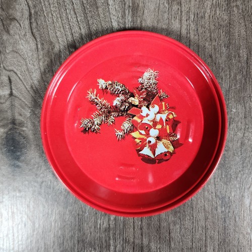 "Juego de 6 campanas de velas rojas de hojalata de metal navideño vintage de 3,5""" - Imagen 2 de 8