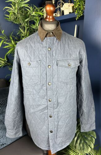 Chaps Chore Barn Jacket Mens Small Navy Corduroy Collar Quilted Vintage - Picture 2 of 6