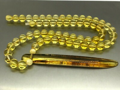 AMBER NECKLACE PENDANT Gift Baltic Amber Round Beads Unique Jewelry 29,8g 14352