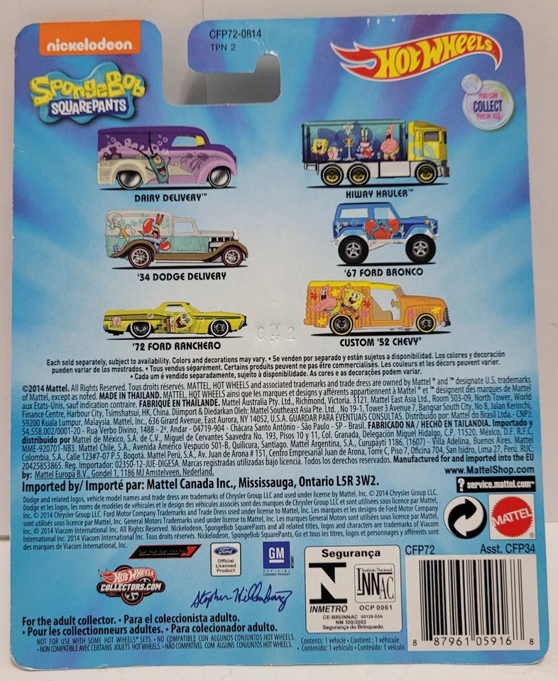 HOT WHEELS REAL RIDERS SPONGE BOB SQUAREPANTS 34' DODGE DELIVERY *W/FREE SHIP* - Image 2 of 2