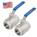 2 inch Ball Valve,Female NPT 316 Stainless Steel Full Port,2-Piece, 2Pack