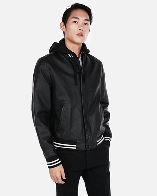 Mens Express Leather Baseball Jacket 