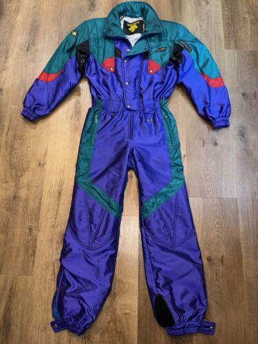 Descente Ski Suit One Piece Snowsuit Mens Medium Snow Bib Vintage 80s 90s Retro - Picture 2 of 23