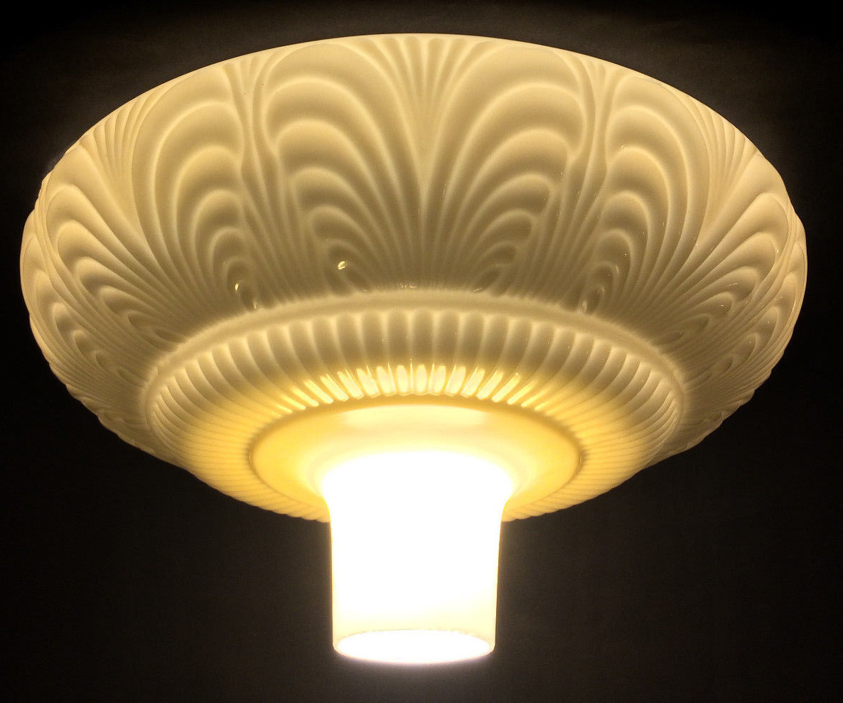 BAREBNES&LAMP SHADE未使用 Antique Glass Lamp Shade for Floor lamp, Alabaster Torchiere