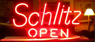 Schlitz Open 17''x14'' Neon Sign Lamp Light Decor Artwork Beer Bar With Dimmer