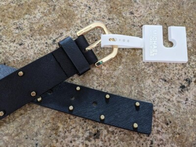 MICHAEL KORS Studded Leather Black Belt Women display picture 1