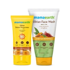 Mamaearth Ubtan Face Wash & Ubtan Detan Sunscreen Combo - 150ml + 50gm