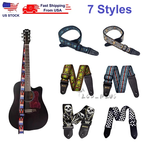 Adjustable Guitar Strap Electric Acoustic Embroidery Bohemian Guitar Soft Strap
