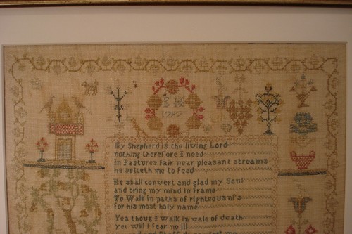 Antique Sampler 1797 - Psalm 23 Embroidered with Various Plants- Birds - Deer - Picture 2 of 12