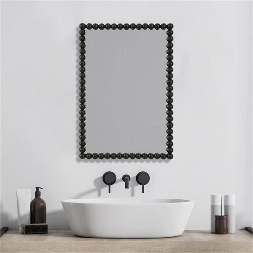 Uttermost Serna Contemporary Iron Metal and MDF Vanity Mirror in Satin Black - Picture 3 of 8