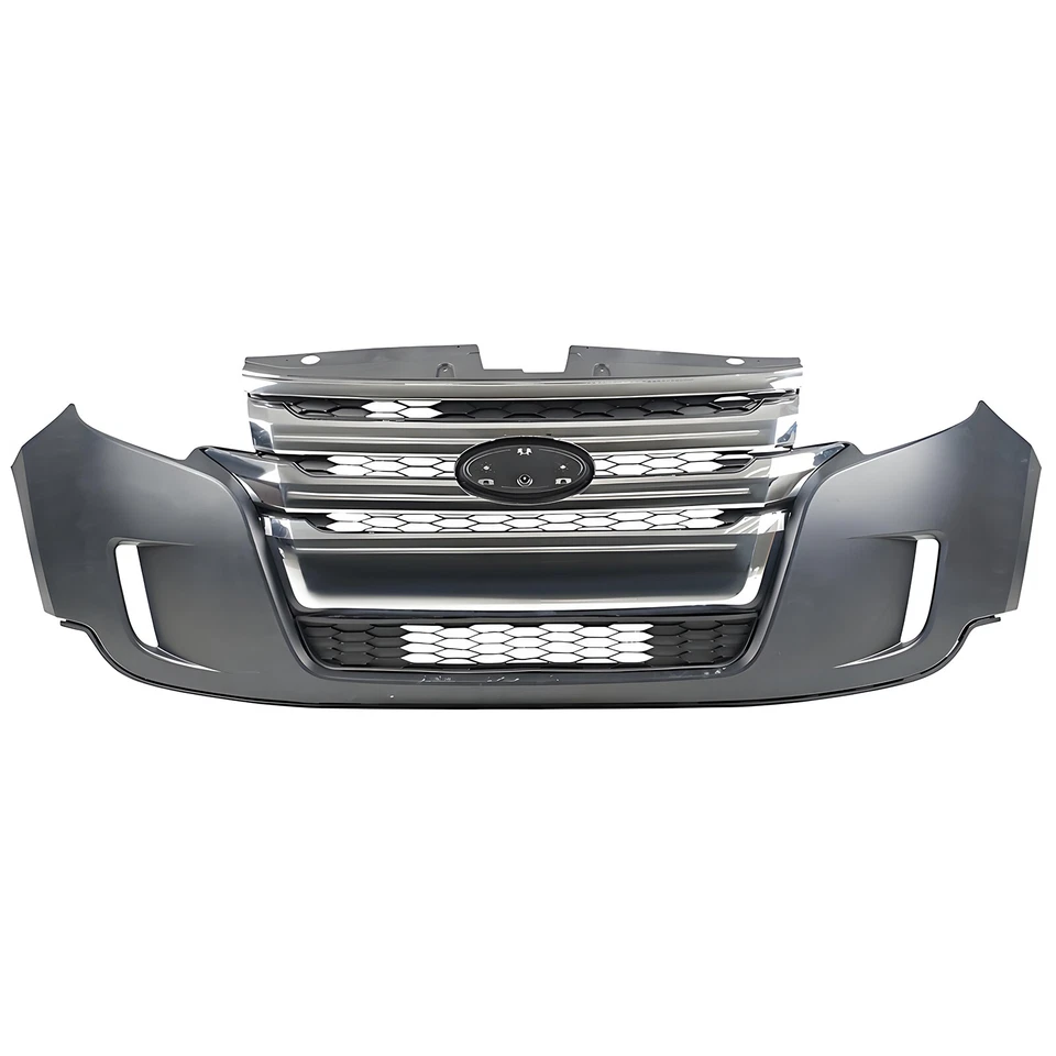 Front Bumper Cover Assembly Grille Kit Grill For 2011 2012 2013 2014 Ford Edge - Image 2 of 4