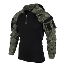 BACRAFT Men's Tactical Shirts Long Sleeve Outdoor Combat Zip T-shirts Camo Hoody