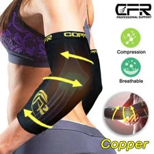 Elbow Support Brace Compression Arm Sleeves Copper Infused Gym Joint PainRelief