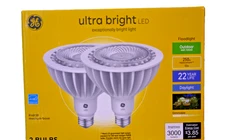 GE Ultra Bright LED Bulbs 250W PAR38 3000 Lumens Outdoor Floodlight 2 Pack NEW