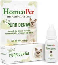 HomeoPet Feline Purr Dental, Safe and Natural Tooth Dental 15mL, WHITE 